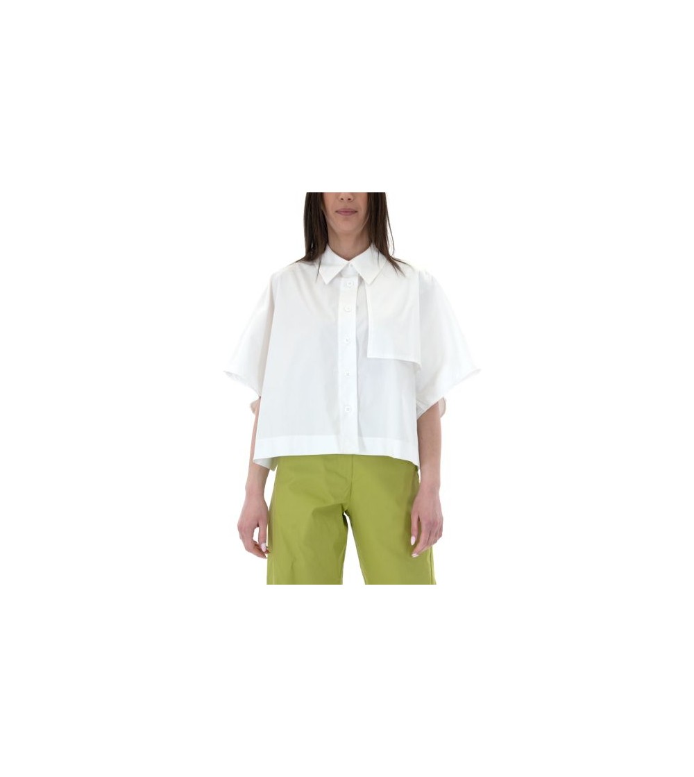 Camisa blanca extra ancha con botones laterales